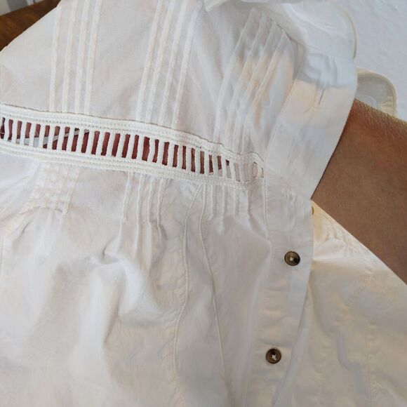 Free People Kennedy Mini Dress XS White Boho Peasant Button Front Beachy - Picture 10 of 13